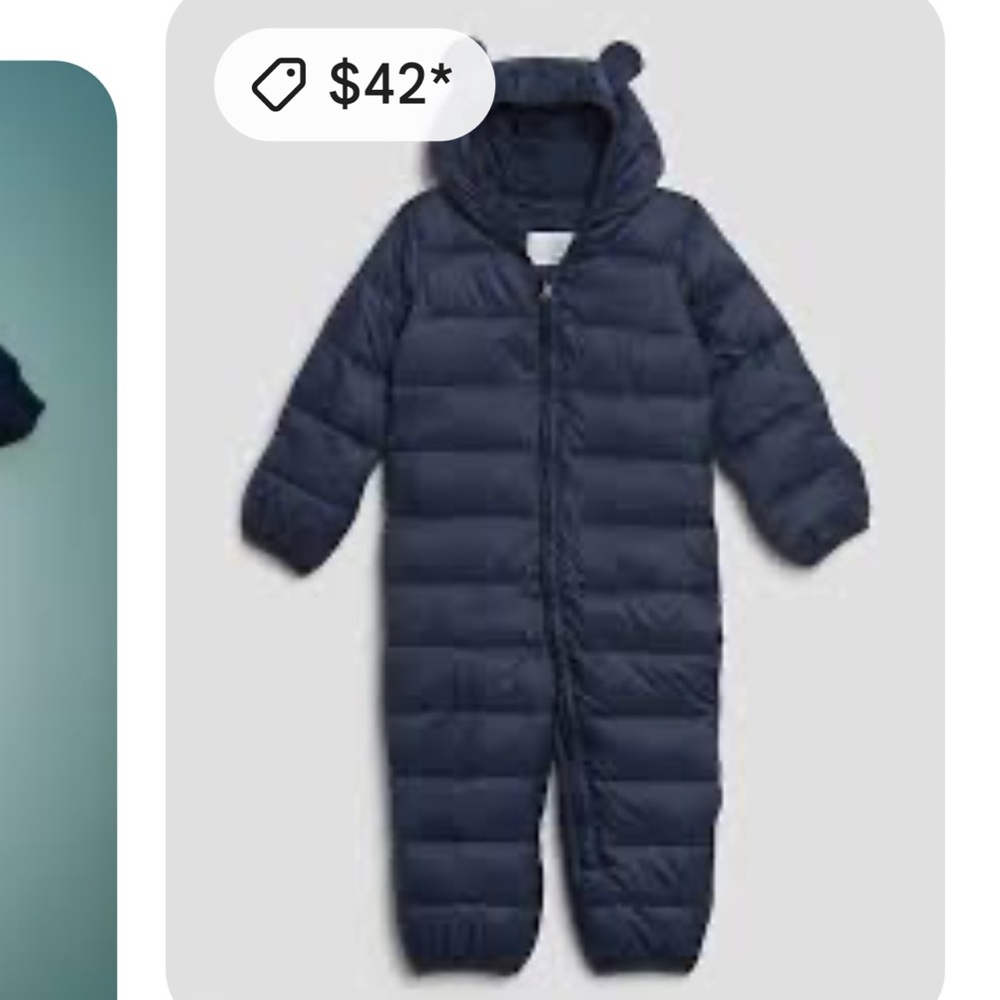 Baby Upcycled Lightweight Snowsuit with Bear Ears